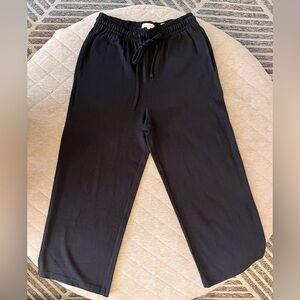 VINCE Small Petite Black Wide Leg Cropped Peruvian Cotton Knit Pants Orig$325